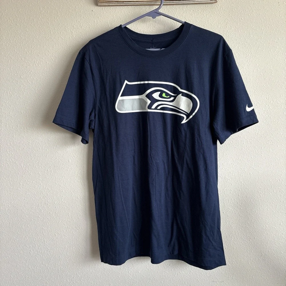 NFL Nike Men's Navy Blue Seahawks Logo Tee - Picture 2 of 5